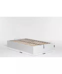 Letto 1 piazza e mezza 'bed box' bianco con rete e contenitore, 120x190 cm